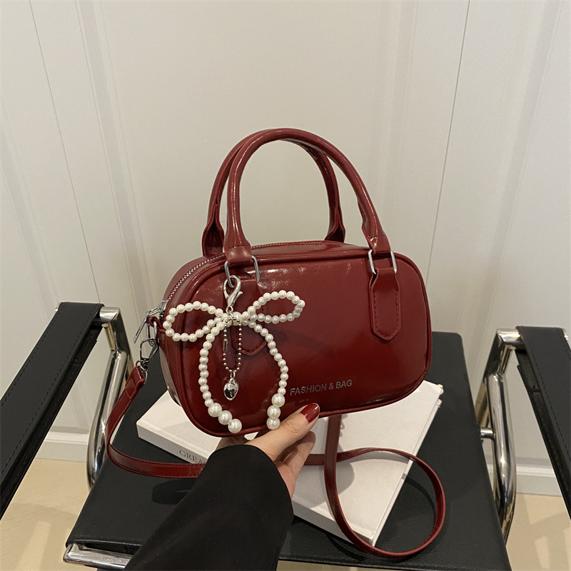 Wholesale Fashion Simple Handheld Small Square Bag Women's Bag 2025 Summer New Pearl Bowknot Shoulder Bag Trendy Crossbody Bag