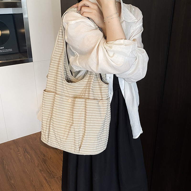 Niche Bags for Women New Pleated Multi-Pocket Shoulder Bag Korean Commuter Underarm Bag Casual Large Capacity Tote Bag