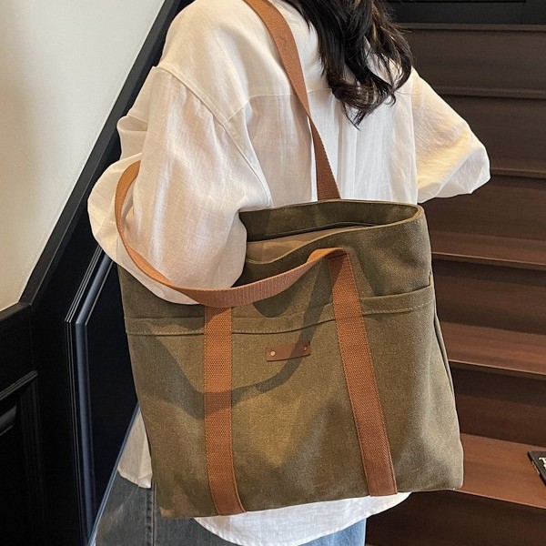 2025 Large Capacity Canvas Travel Bag Class Commuting Travel Shoulder Bag Casual Shopping Fashion Handbag