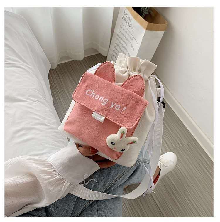 Canvas Small Bag for Women 2025 New Ins Japanese Style Crossbody Bag Cute Student Artistic Single Shoulder Phone Bag